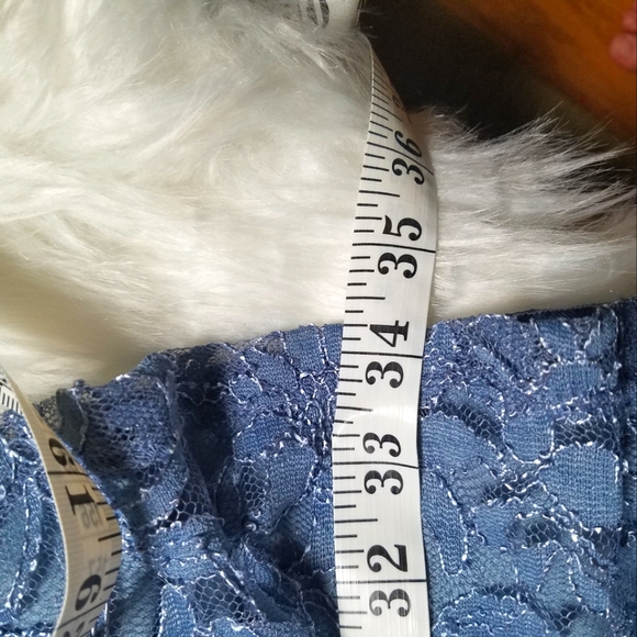 Modcloth Blue Lace Tulle Cutout Back Dress 11 - Picture 6 of 8